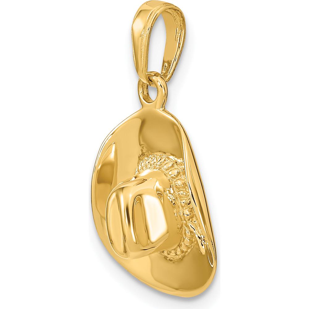 14K Yellow Gold 3D Cowboy Hat Pendant with Polished Finish by Oro Pregiato