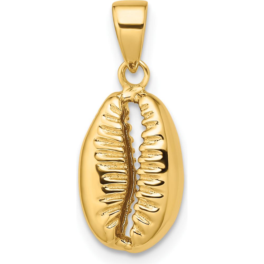 14K Yellow Gold 3D Cowrie Shell Pendant - Polished Finish by Oro Pregiato