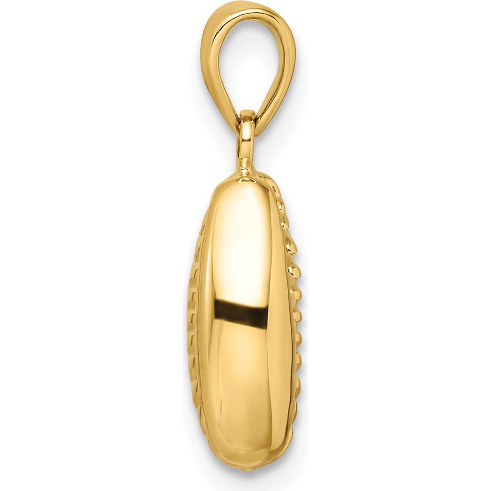 14K Yellow Gold 3D Cowrie Shell Pendant - Polished Finish by Oro Pregiato