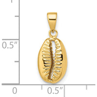 14K Yellow Gold 3D Cowrie Shell Pendant - Polished Finish by Oro Pregiato