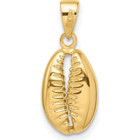 14K Yellow Gold 3D Cowrie Shell Pendant - Polished Finish by Oro Pregiato