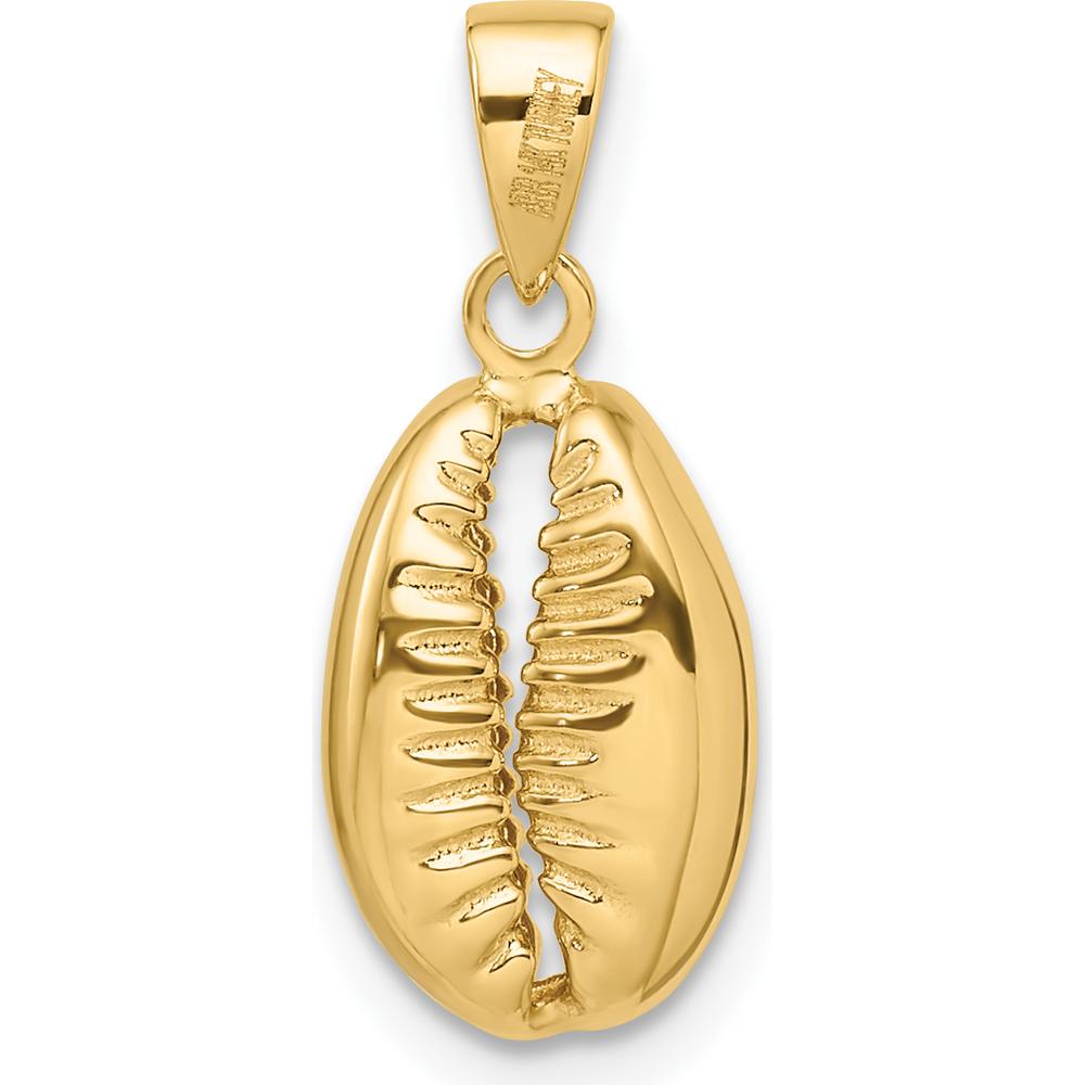 14K Yellow Gold 3D Cowrie Shell Pendant - Polished Finish by Oro Pregiato
