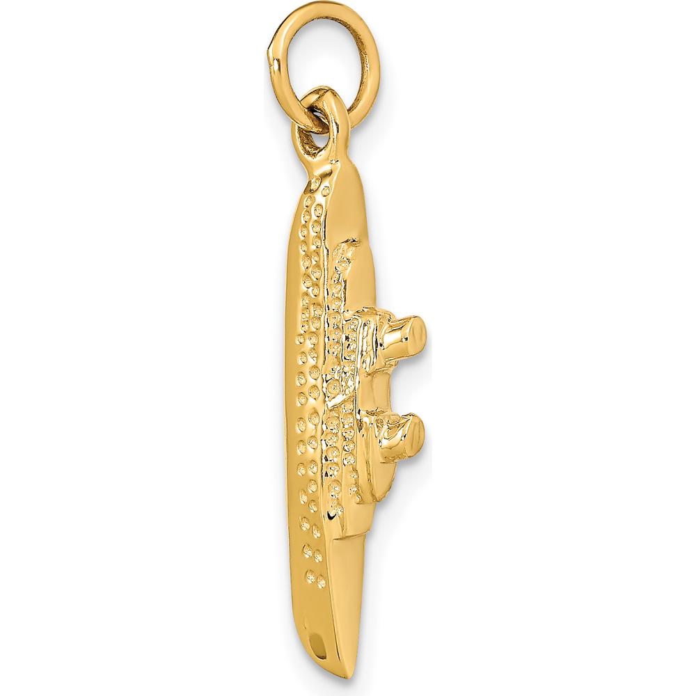 14K Yellow Gold 3D Cruise Ship Charm Pendant for Men by Oro Pregiato