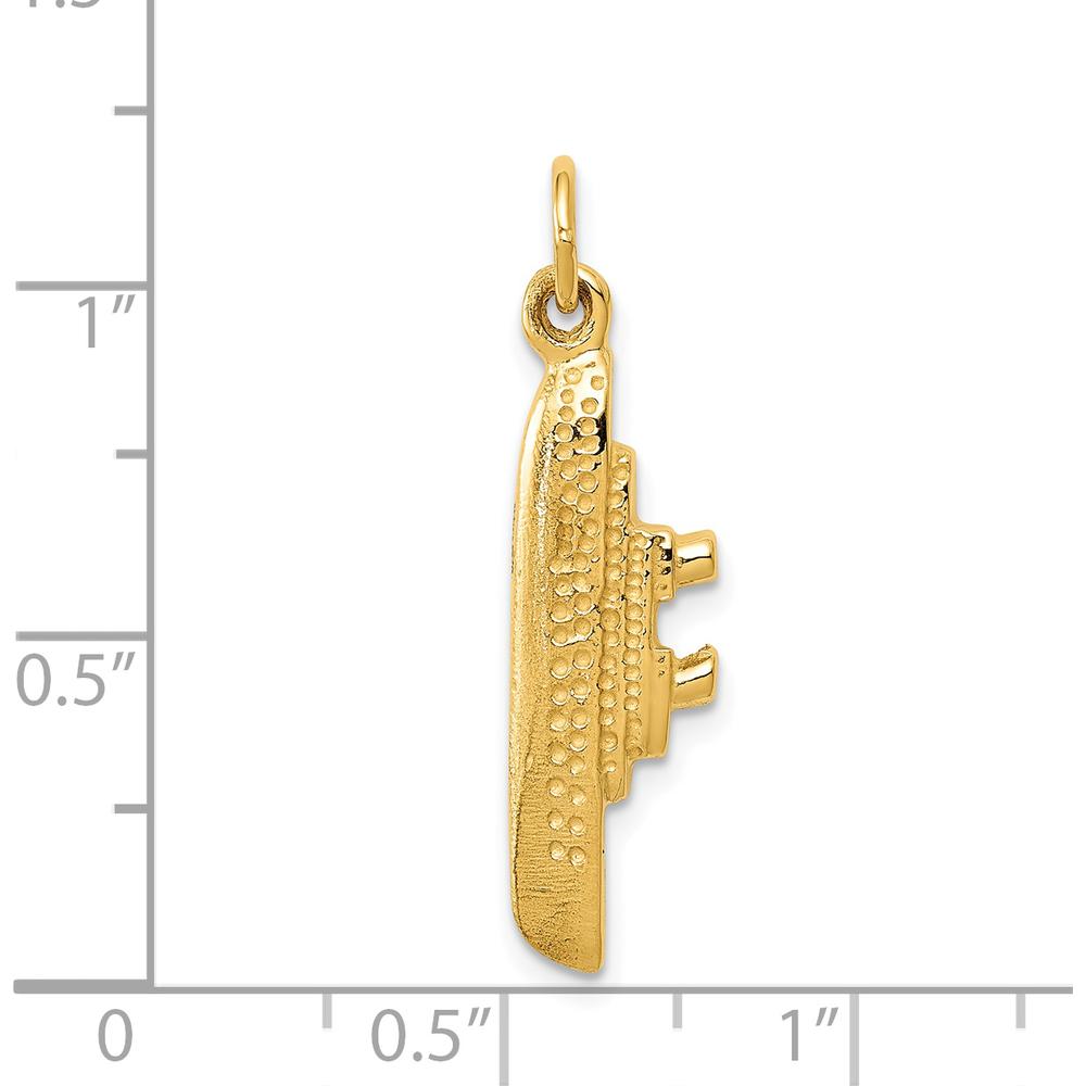 14K Yellow Gold 3D Cruise Ship Charm Pendant for Men by Oro Pregiato