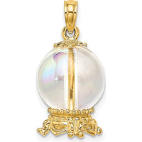 14K Yellow Gold 3D Crystal Ball Charm Pendant with Beaded Detail by Oro Pregiato