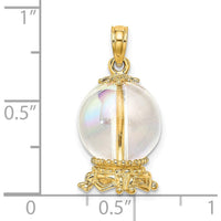 14K Yellow Gold 3D Crystal Ball Charm Pendant with Beaded Detail by Oro Pregiato