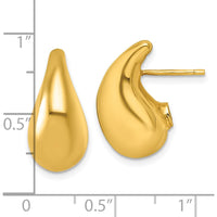14K Yellow Gold 3D Curved Puffed Teardrop Post Earrings - Polished Finish by 0