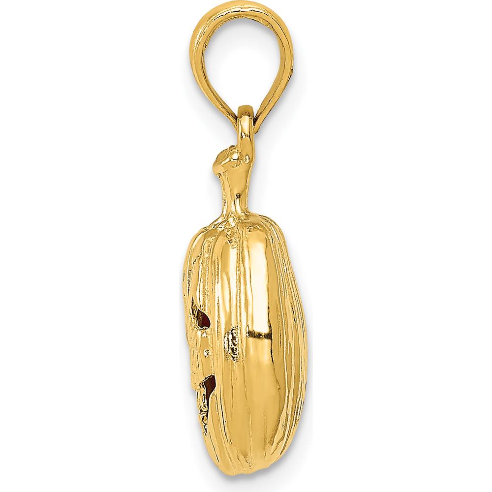 14K Yellow Gold 3D Cut-Out Jack-o-Lantern Pendant with Enamel Accent - 20mm by Oro Pregiato