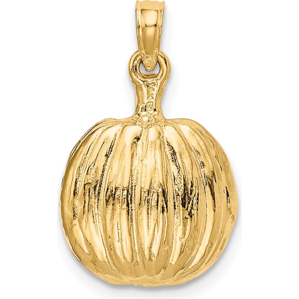 14K Yellow Gold 3D Cut-Out Jack-o-Lantern Pendant with Enamel Accent - 20mm by Oro Pregiato