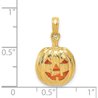 14K Yellow Gold 3D Cut-Out Jack-o-Lantern Pendant with Enamel Accent - 20mm by Oro Pregiato
