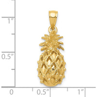 14K Yellow Gold 3D Cut-Out Pineapple Pendant - Textured Design by Oro Pregiato
