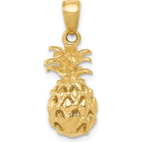 14K Yellow Gold 3D Cut-out Pineapple Pendant with Textured Finish by Oro Pregiato