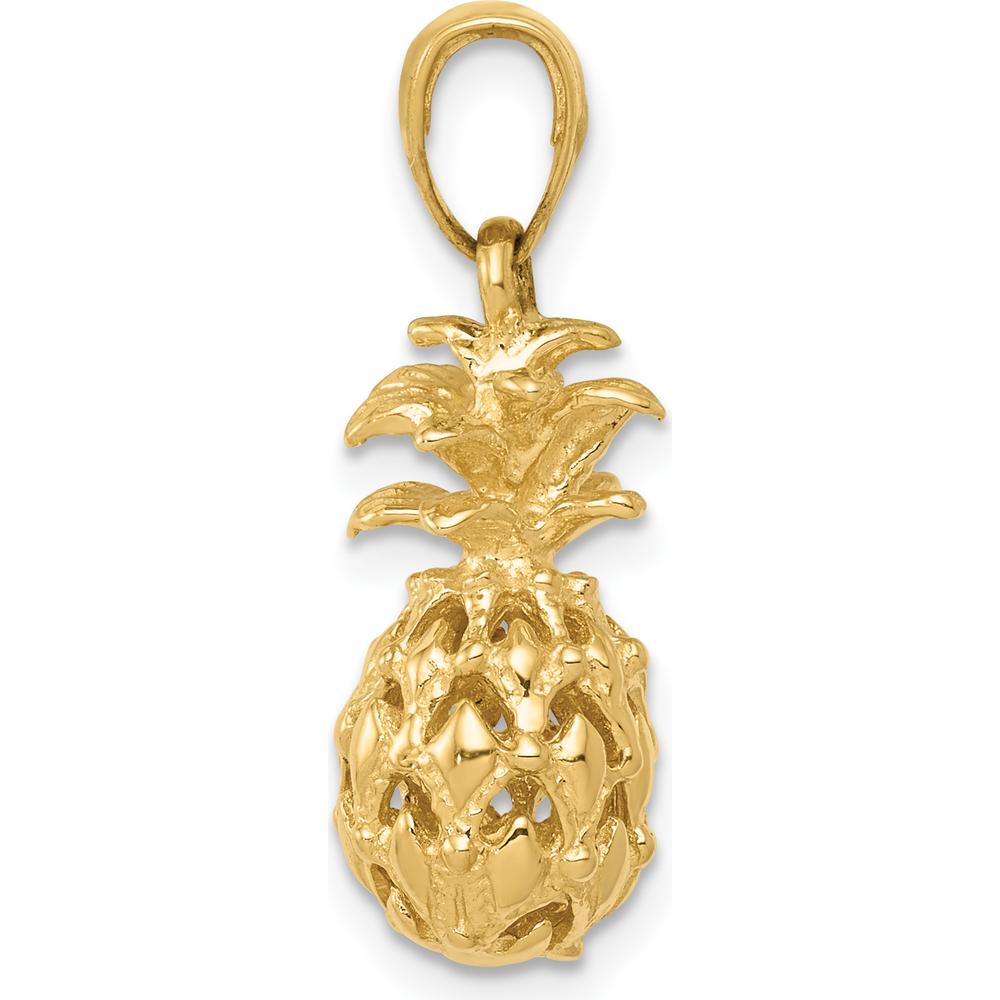14K Yellow Gold 3D Cut-out Pineapple Pendant with Textured Finish by Oro Pregiato