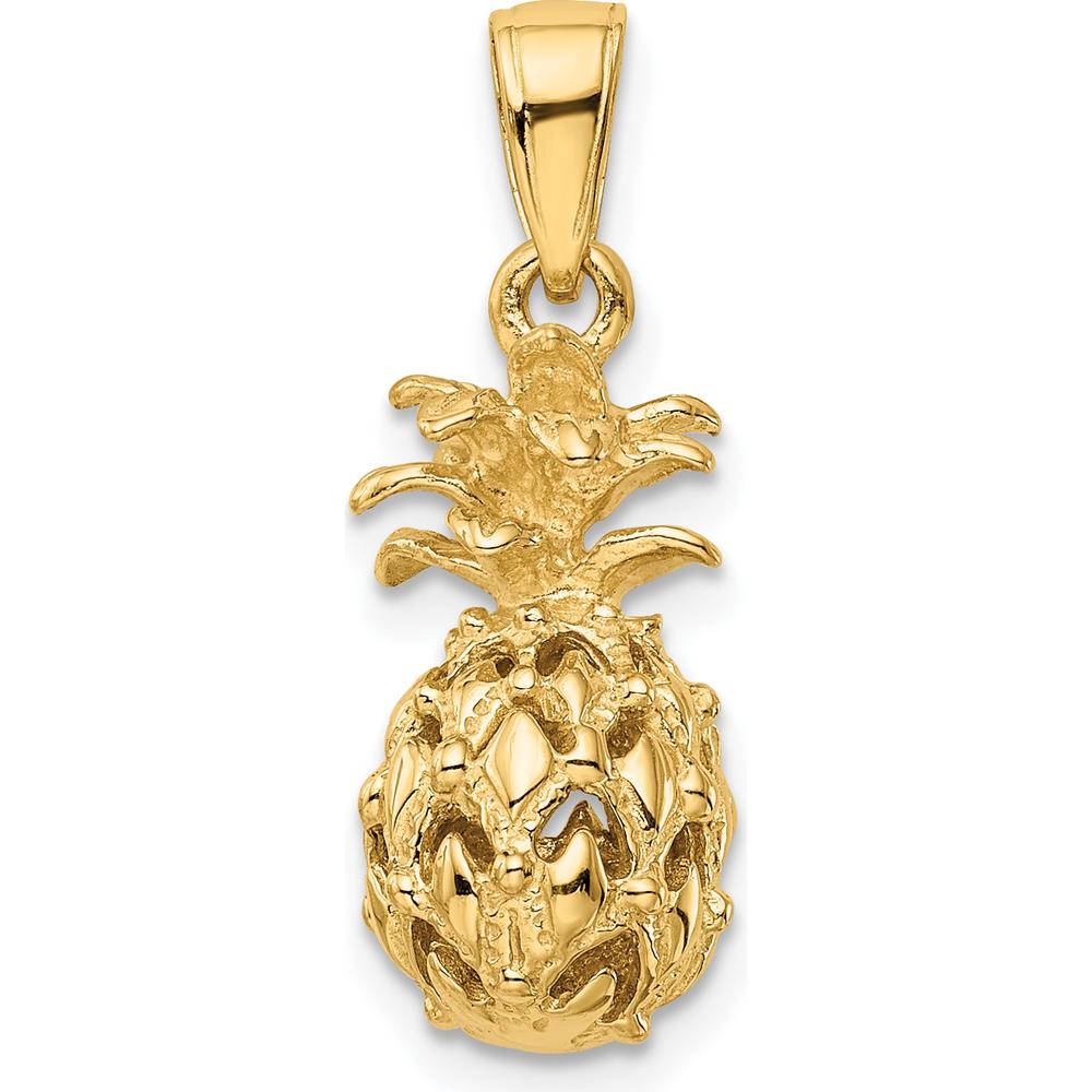 14K Yellow Gold 3D Cut-out Pineapple Pendant with Textured Finish by Oro Pregiato