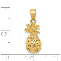 14K Yellow Gold 3D Cut-out Pineapple Pendant with Textured Finish by Oro Pregiato