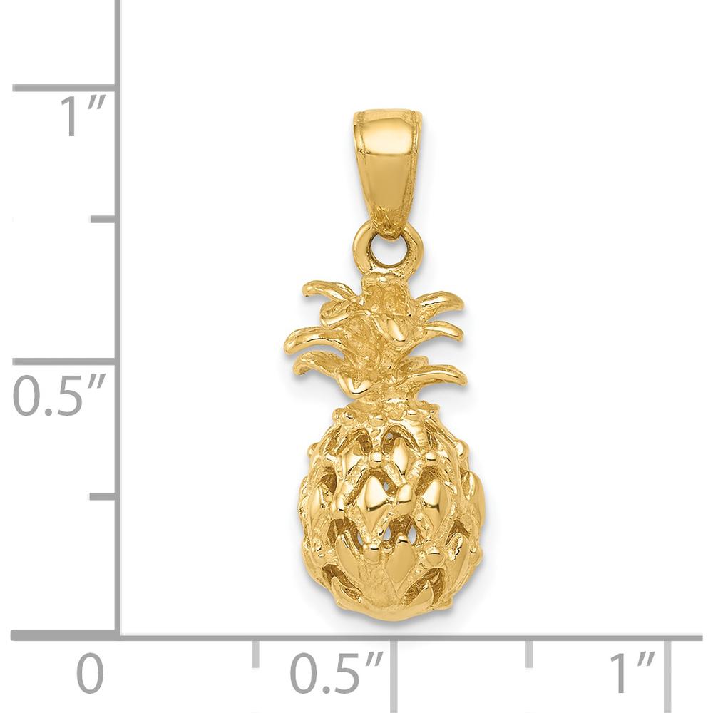 14K Yellow Gold 3D Cut-out Pineapple Pendant with Textured Finish by Oro Pregiato