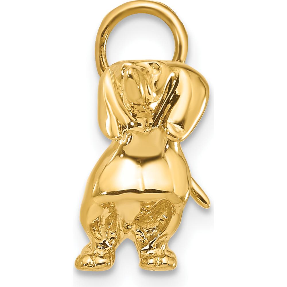 14K Yellow Gold 3D Dachshund Dog Charm Pendant - Textured, Polished Finish