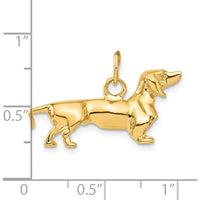 14K Yellow Gold 3D Dachshund Dog Charm Pendant - Textured, Polished Finish