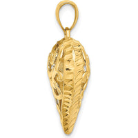 14K Yellow Gold 3D Diamond-Cut Filigree Puffed Heart Charm - Polished Finish by Oro Pregiato