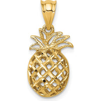 14K Yellow Gold 3D Diamond-Cut Pineapple Pendant by Oro Pregiato