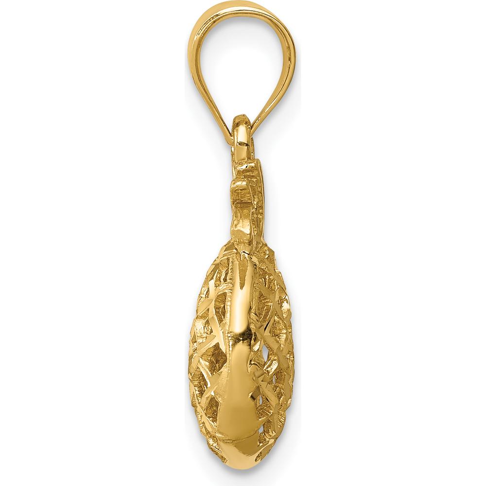 14K Yellow Gold 3D Diamond-Cut Pineapple Pendant by Oro Pregiato