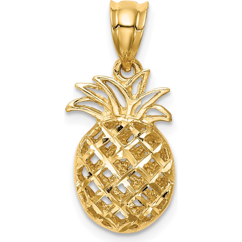 14K Yellow Gold 3D Diamond-Cut Pineapple Pendant by Oro Pregiato