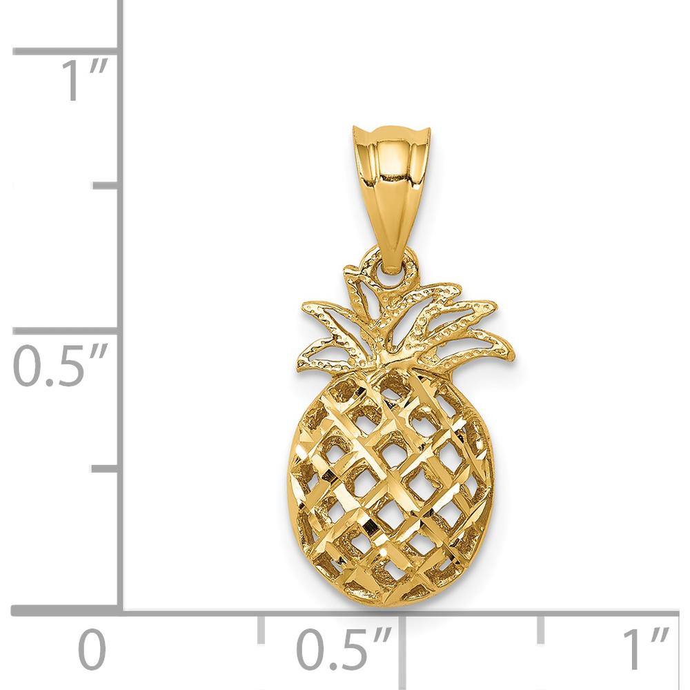 14K Yellow Gold 3D Diamond-Cut Pineapple Pendant by Oro Pregiato