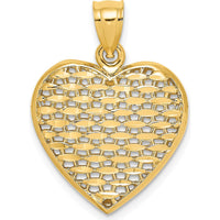 14K Yellow Gold 3D Diamond-Cut Puffed Heart Pendant Charm by Oro Pregiato