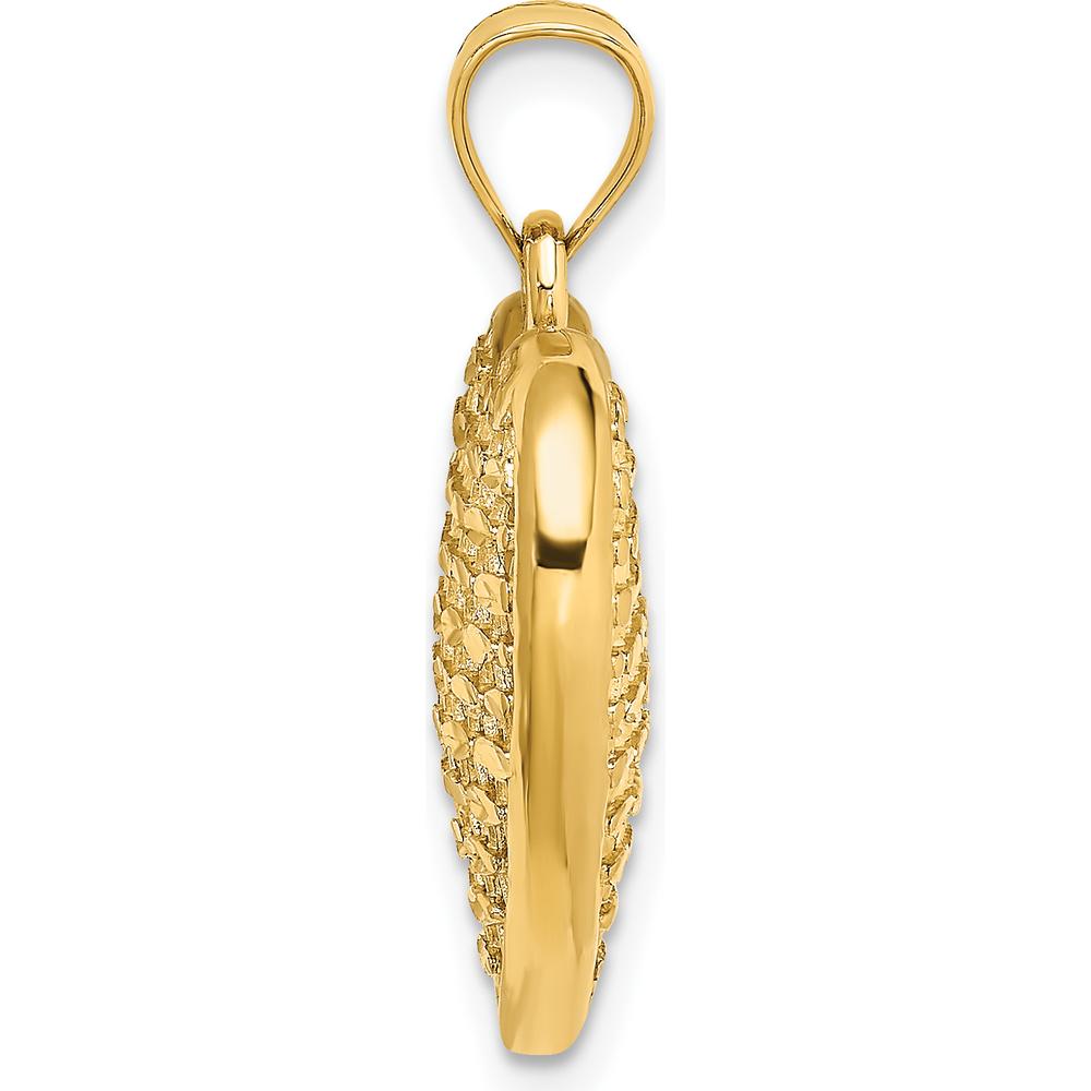 14K Yellow Gold 3D Diamond-Cut Puffed Heart Pendant Charm by Oro Pregiato