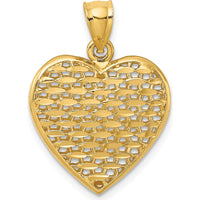 14K Yellow Gold 3D Diamond-Cut Puffed Heart Pendant Charm by Oro Pregiato
