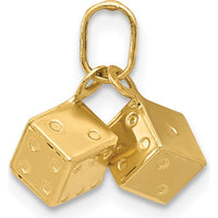 14K Yellow Gold 3D Dice Charm Pendant - Playful Stamped Design by Oro Pregiato