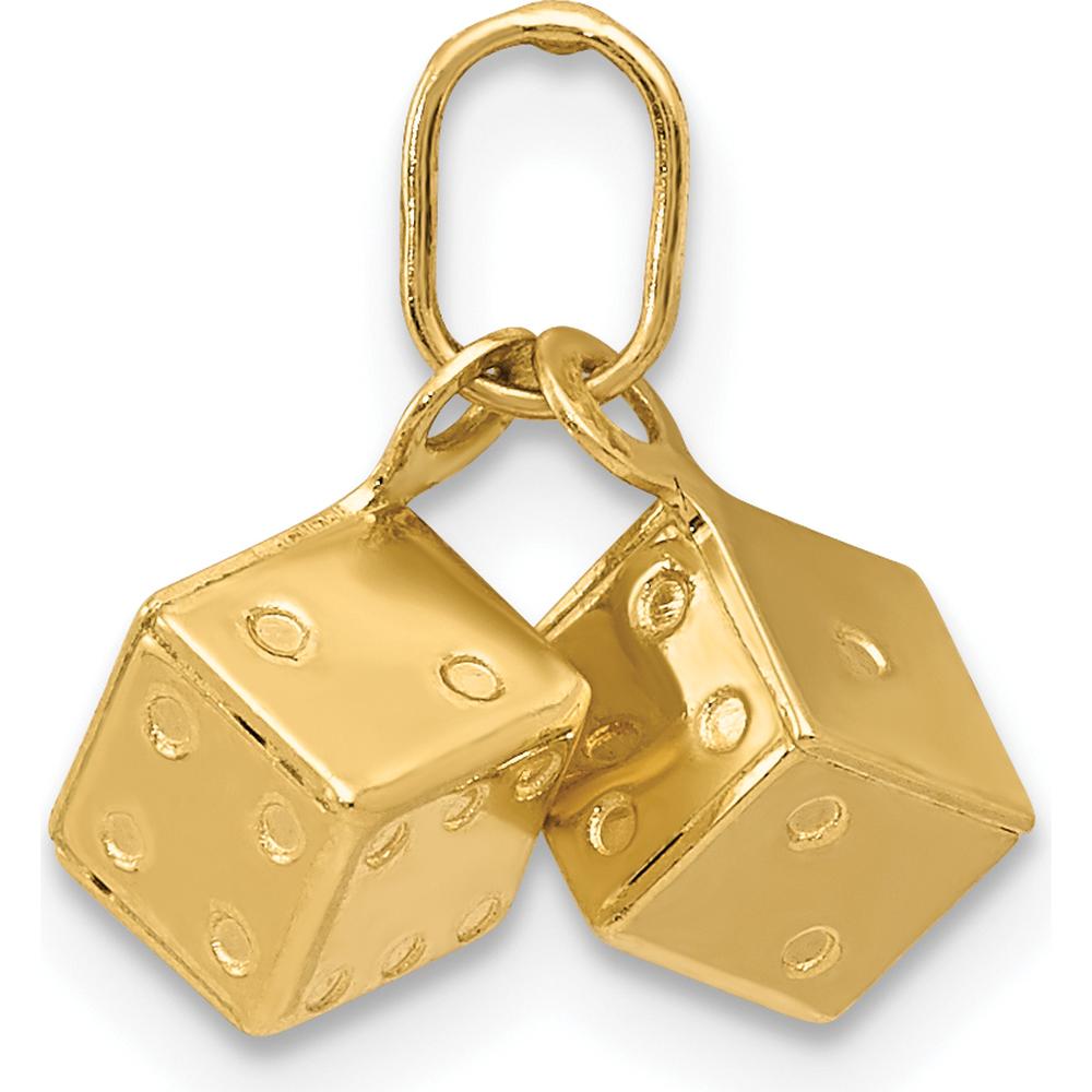 14K Yellow Gold 3D Dice Charm Pendant - Playful Stamped Design by Oro Pregiato