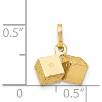 14K Yellow Gold 3D Dice Charm Pendant - Playful Stamped Design by Oro Pregiato