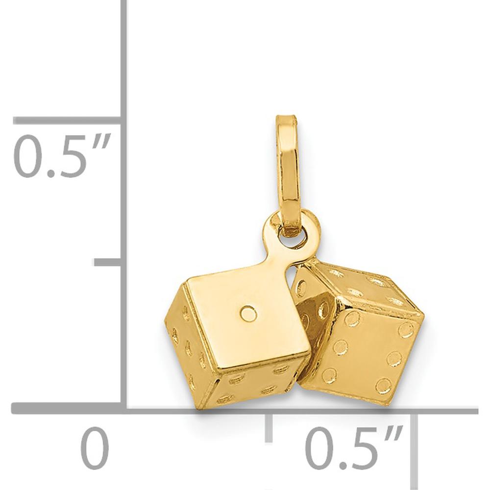 14K Yellow Gold 3D Dice Charm Pendant - Playful Stamped Design by Oro Pregiato