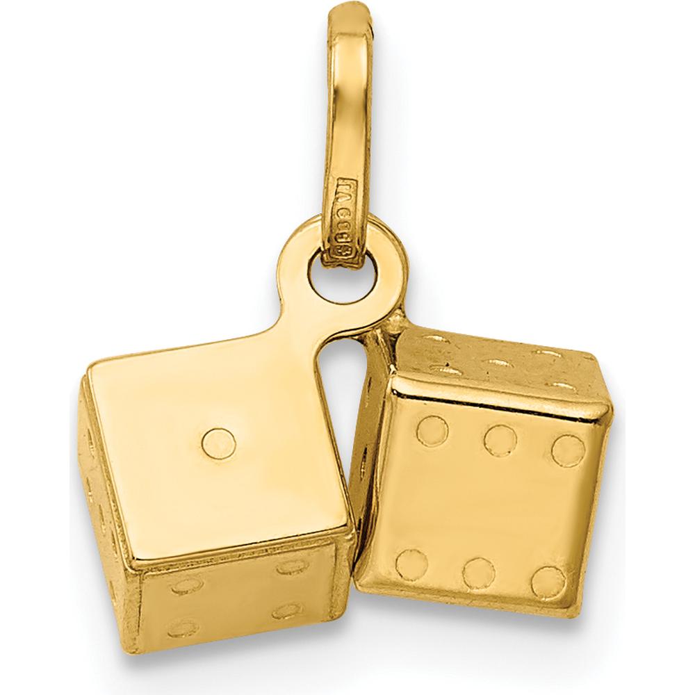 14K Yellow Gold 3D Dice Charm Pendant - Playful Stamped Design by Oro Pregiato