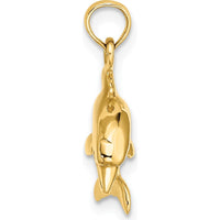 14K Yellow Gold 3D Dolphin Jumping Charm - Polished Finish by Oro Pregiato