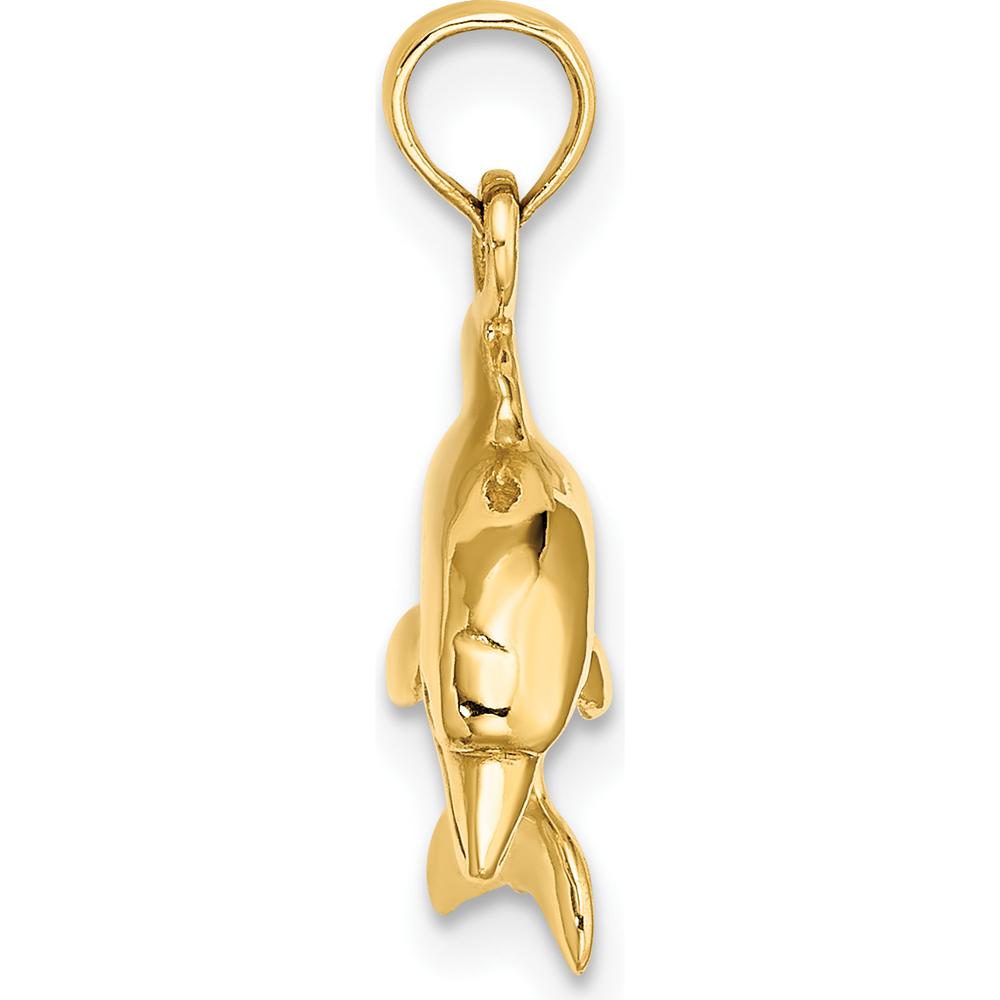 14K Yellow Gold 3D Dolphin Jumping Charm - Polished Finish by Oro Pregiato