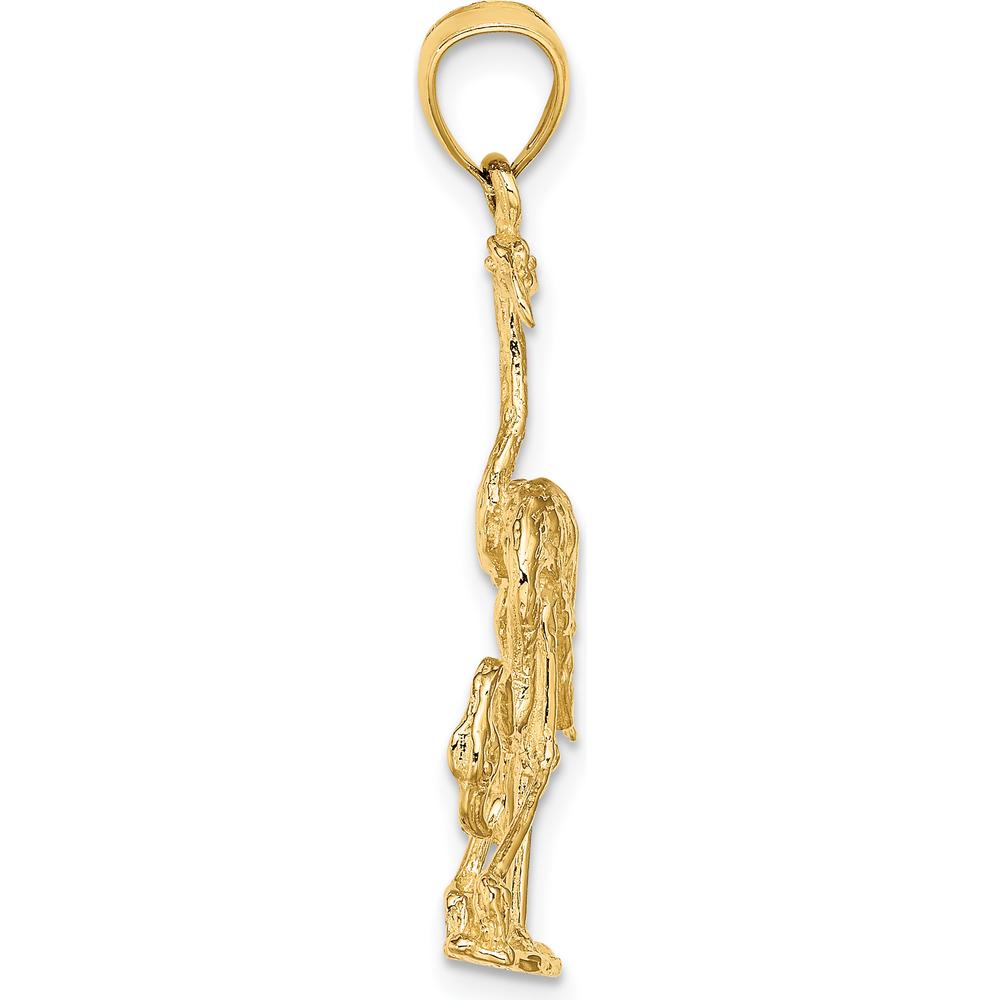 14K Yellow Gold 3D Double Flamingo Pendant Charm - Polished Finish by Oro Pregiato