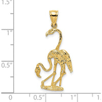 14K Yellow Gold 3D Double Flamingo Pendant Charm - Polished Finish by Oro Pregiato