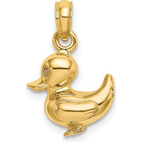14K Yellow Gold 3D Duckling Pendant Charm - Playful and Whimsical Design by Oro Pregiato