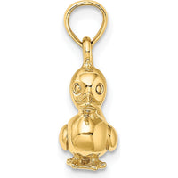 14K Yellow Gold 3D Duckling Pendant Charm - Playful and Whimsical Design by Oro Pregiato