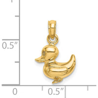 14K Yellow Gold 3D Duckling Pendant Charm - Playful and Whimsical Design by Oro Pregiato