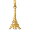 14K Yellow Gold 3D Eiffel Tower Charm Pendant - 26.5mm by Oro Pregiato