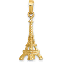 14K Yellow Gold 3D Eiffel Tower Charm Pendant - 26.5mm by Oro Pregiato