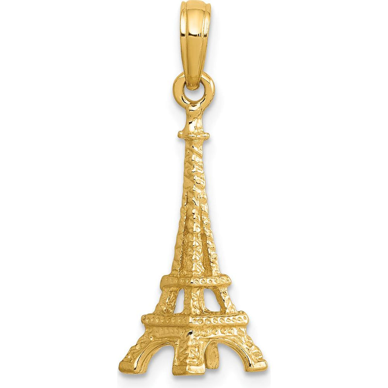 14K Yellow Gold 3D Eiffel Tower Charm Pendant - 26.5mm by Oro Pregiato