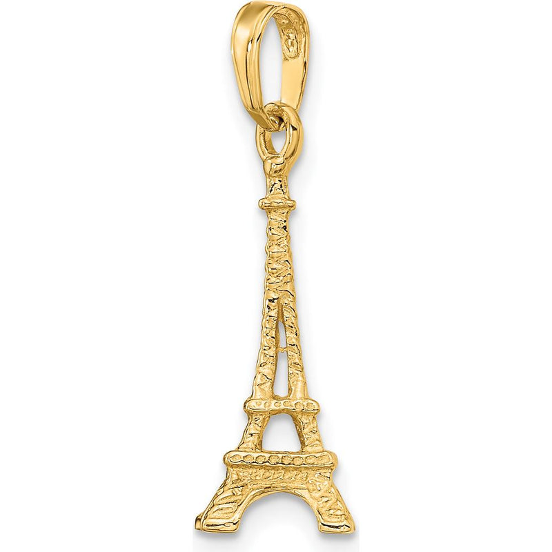 14K Yellow Gold 3D Eiffel Tower Charm Pendant - 26.5mm by Oro Pregiato
