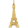14K Yellow Gold 3D Eiffel Tower Charm Pendant - 30mm Length
