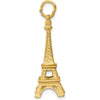 14K Yellow Gold 3D Eiffel Tower Charm Pendant - 30mm Length