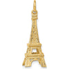 14K Yellow Gold 3D Eiffel Tower Charm Pendant - 30mm Length