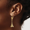14K Yellow Gold 3D Eiffel Tower Leverback Drop Earrings - Parisian Elegance by 0